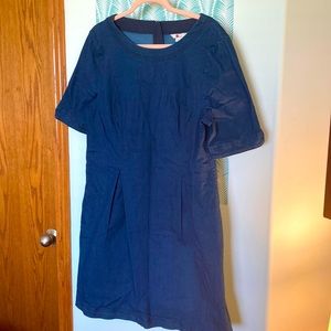 Boden denim zip back dress with pockets
